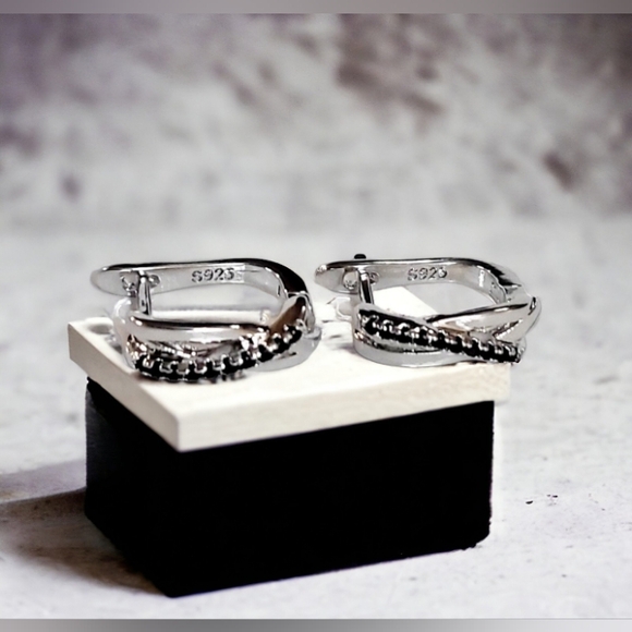 Women's Jewelry Sterling Silver Cubic Zirconia Earrings - Picture 1 of 10